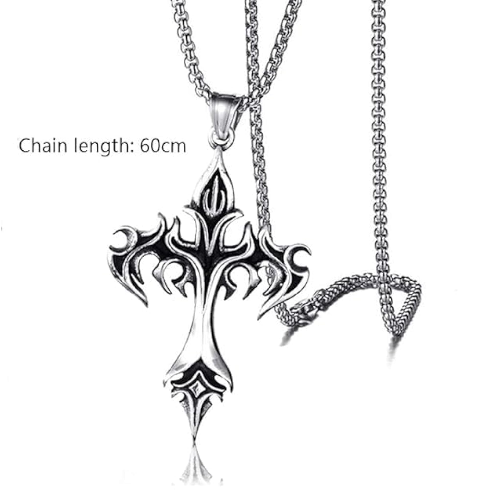 Unisex Gothic Stainless Steel Cross Pendant Necklace