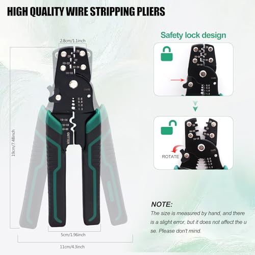 Twidec N-004-N-060-11475 100Pcs Nylon Spade Connectors Kit 22-10 Gauge Quick Disconnect Fully Insulated Male And Female Wire Spade Terminal Assortment Kit And Wire Crimper Tool thumb #2