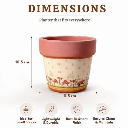 Image of Urban Upvan Decorative Terracotta Baby Pink Multi-Shades Planter Pot for Home & Garden | Indoor Outdoor Flower Pot for Balcony, Living Room, Office & Table Decor (Pack of 1)