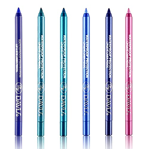 Mysense 6 PCS Eyeshadow Eyeliners, Colored Pearl Glitter Eye Liners for Women,Shimmer Metallic Eyeliner Pencil Professional Glitter Eyeliner Eye Color & lip Liner Makeup