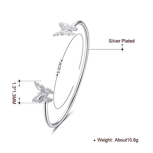 Halawly 925 Sterling Silver Cuff Bracelets for Women Girls Cute Butterfly Bracelet - Image 3