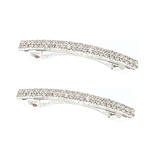 MOFEINI 2Pcs Sparkly Rhinestone Beads Bow Hair Barrettes Small Crystal Metal Hair Grip Side Clips for Girls Hair Accessories