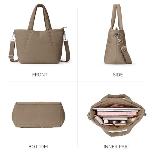 Image of KALIDI Quilted Carryall Tote Bag, Large Puffer Crossbody Women Handbags Shoulder Soft Fluffy Lightweight Travel