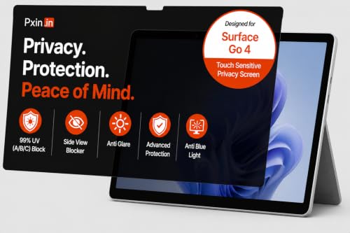 Image of Pxin Aura | Compatible with Microsoft Surface Go 4 | Touch Sensitive Privacy Screen | Anti Blue | Anti Glare | UltraThin for Hyper Touch | Anti UV | Privacy Filter