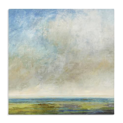 Abstract Coastal Cloudy Water, 17 x 17 Inch Canvas Wall Art