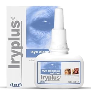 ICF Iryplus Eye Solution for Dogs and Cats | Gentle Cleansing & Soothing Formula | Removes Secretions, Scabs & Mucus Around Eye | Chamomile | 50ml