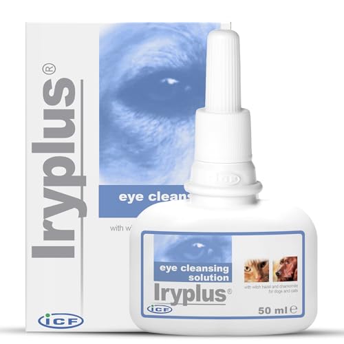 ICF Iryplus Eye Solution for Dogs and Cats | Gentle Cleansing & Soothing Formula | Removes Secretions, Scabs & Mucus Around Eye | Chamomile | 50ml