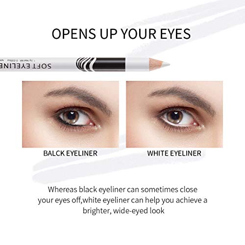 Fashionwu White Eyeliner Pencils Professional Use as Highlighter, Soft, Waterproof, Long-Lasting Eyeshadow, Eye Brightener, Beauty Makeup Tools (12pcs)