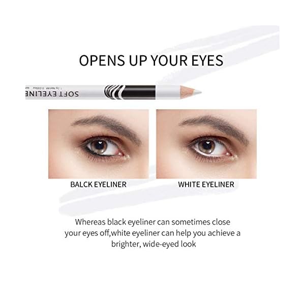 White Eyeliner Pencils Professional Use as Highlighter, Soft, Waterproof, Long-Lasting Eyeshadow, Eye Brightener, Beauty Makeup Tools (12pcs)