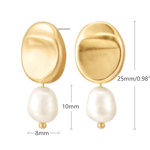 Gold Earrings 14k Gold Plated Hoop Earrings Dainty Pearl hoop Disc Coin Bead Starfish Teardrop Circle Dangle Drop Earrings for Women Hypoallergenic Jewelry Gifts4