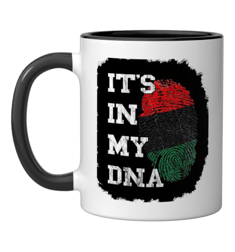 It's In My DNA Black Liberation Flag Pan African UNIA Flag Ceramic Mug, Black/White, 11oz