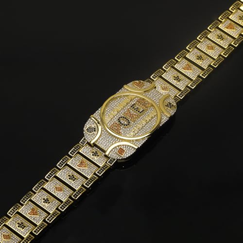 Wold Poker Champion Bracelet Brass Full Iced 8.5" Simulated Diamond Gold Plated Bling - Great Prize For Local poker tournaments3