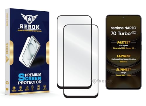 Image of Gorilla Tempered Glass Screen Protector Compatible with Realme Narzo 70 Turbo 5G [Pack of 2] | Edge-to-Edge, Bubble-Free, Case Friendly, Easy Installation Kit