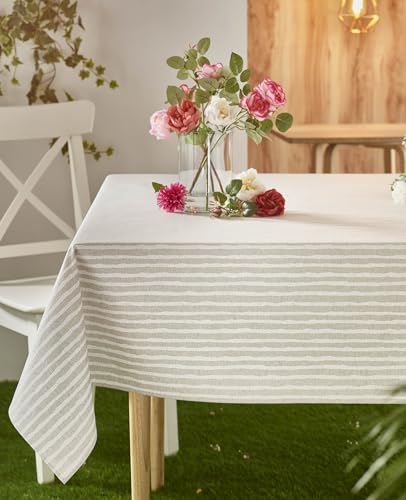 Atenas - Mantel Estampado a Rayas con Tratamiento Antimanchas - Doble Capa de Resina Acrílica y una de Teflón® - Modelo Iris (100X150 cm)