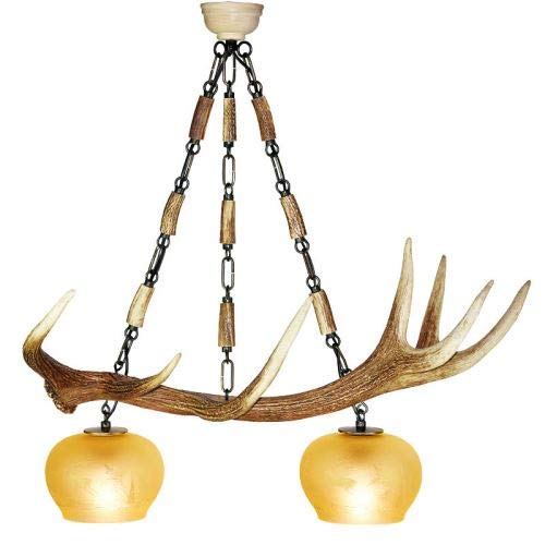 Lampadario con vere corna di cervo. Luci 2xE27 M 60x25x60cm 1507