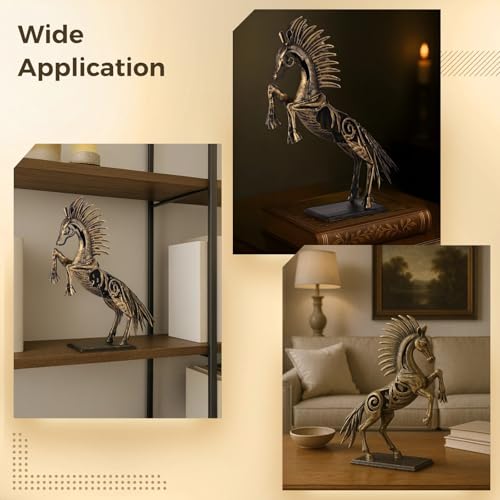 Estatua de Caballo de Metal en Pose de Salto, Decoración miniatura 5
