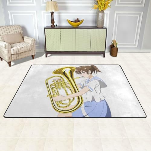 カーペット 響け!ユーフォニアム 黄前 久美子 バスマット 長方形 大判 人気 おしゃれ 可愛い 防ダニ 抗菌 防臭 吸水 滑り止め ふわふわ 柔らかい肌触り 絨毯 室内装飾 床保護マット 玄関 キッチン リビング 浴室 洗面所 家庭用 洗える オールシー