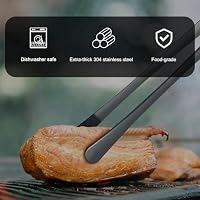 Hotec Edelstahl-Kochpinzette, professionelle Küchenzange zum Kochen, Grillen und Backen, extra lange Lebensmittelpinzette, Set von 2-30,5 cm, NZ-B02H (Packung mit 2) – Ansicht 3
