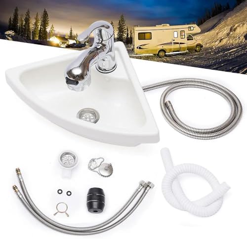 RustyVioum Wall Mount Corner Bathroom Sink, Boat Caravan RV Camper ...