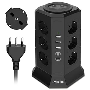 NVEESHOX TP-VA5U12I-PD Vertikale Steckdosenleiste Schwarz