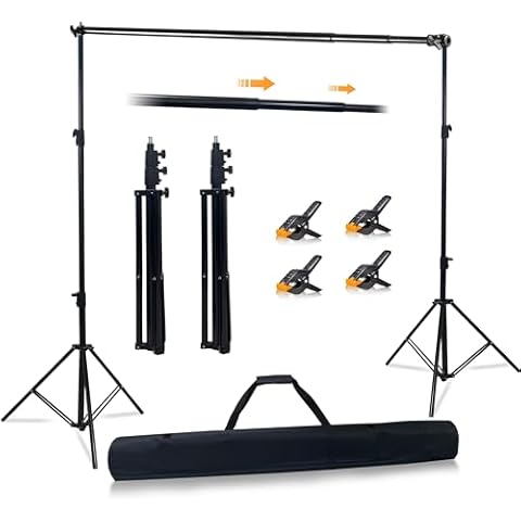 Photo Studio Backdrop Stand Support System,10'x10' Adjustable Backdrop Stand Kit with Backdrop Clip and Storage Tote for Portrait and Studio Photography Cover