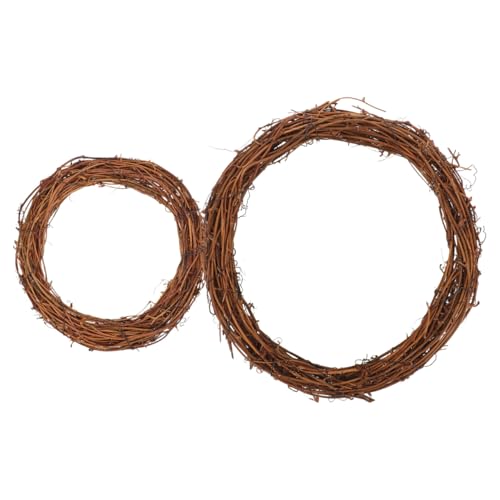 UKCCOCO 2 Pcs Natural Grapevine Wreaths, Vine Branch and Rattan Wreath: 15+25cm Handmade Rustic Decor for DIY Christmas Craft, Wedding, Front Door Wall Hanging and Party Decorations
