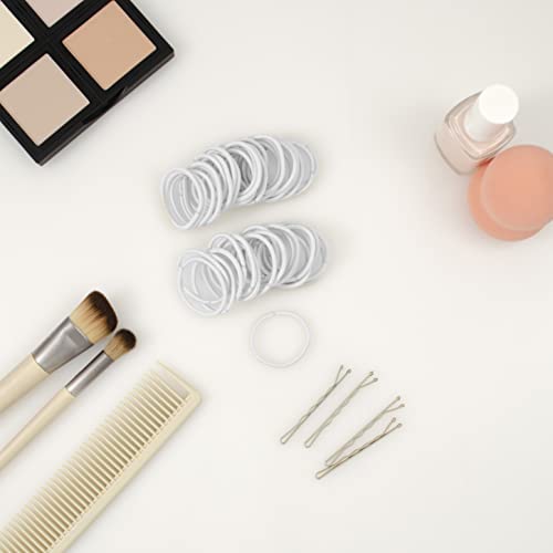 Heliums Small Hair Elastics - White - 1 Inch, 2Mm Hair Ties For Fine Hair And Kids - Ponytail Holders In Neutral Colors - 48-Pack #TOP5