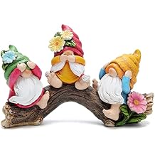 Hodao Spring Hear-No, See-No, Speak-No Gnomes Figurines Decorations Outdoor Flower Gnome Ornaments Decor for Home Table, Garden Yard, Flower Bed Summer Garden Gifts Decor for Mom
