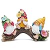 Hodao Spring Hear No See No Speak No Gnomes Figurines Decorations Flower Gnomes Ornaments Scandinavian Tomte Elf Decor Gifts Summer Gnomes Figurines Decoration Home Table Spring Gnomes Decor