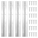 4Pack Sliver 8 Inch Piano Hinges for Cabinet Hinges, Continuous Hinges Heavy Duty Stainless Steel 30