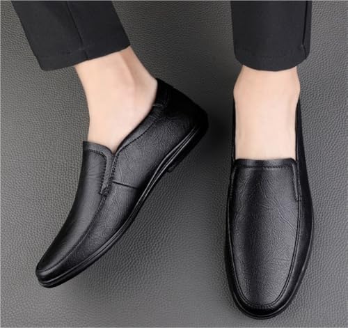 Mens Loafers Shoe Round Toe Solid Color Leather Comfortable Resistant Lightweight Outdoor Casual Slip On4
