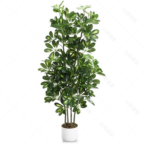 GarveeHome 4 ft Tall Artificial Faux Schefflera Tree, Umbrella Tree