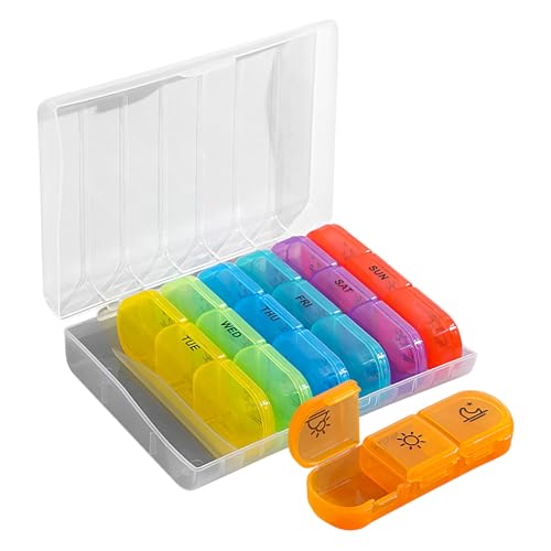 Organizador de píldoras de viaje,Compartimentado Mañana Midi Noche | Dispensador compacto impermeable para Oficina Coche Nevera Bolsa Bolsillo Hombres Mujeres