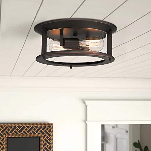 Emliviar Ceiling Light Fixture 12 Inch, Farmhouse Flush Mount Ceiling Light With Clear Glass In Oil Rubbed Bronze Finish, Ye19108-F1 Orb #TOP2