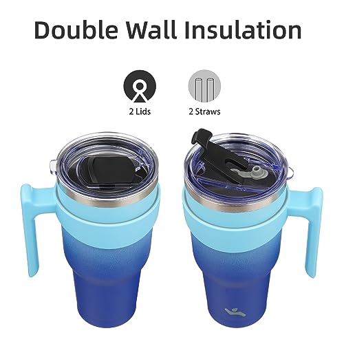 Image of Konokyo 30 oz Tumbler with Handle and Straw, Insulated Travel Mug