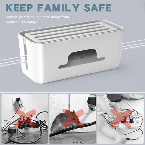 Image of Cable Management Box - 10 pcs, Cable Organizer for Desk, Wire Organizer for Table, Cable Box, Wire Box, Cable Management Box Organizer, Wire Bin for Home & Office