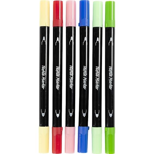 Textile markers, line 2,3+3,6, assorted colours, 6 pc/ 1 pack