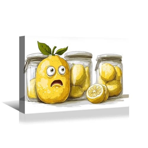 superbpag Funny Lemon Canvas Wall Art Humorous Cartoon Lemon Painting