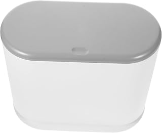 Cabilock Papelera De Plástico Tapa Presión Prueba Para Baño Cocina y Oficina Diseño Ovalado y Compacto Color Blanco