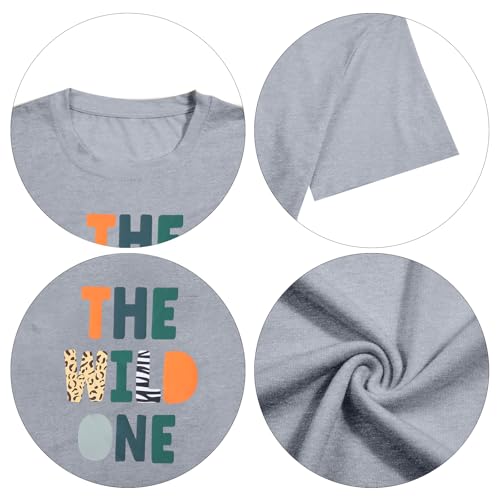 Image of Family Trips Matching Shirts : Wild One Print Tee Safari Animal Theme Parent-Child Outfit
