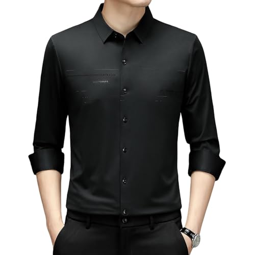 Chemise à manches longues pour homme rayée et sans couture à col revers
