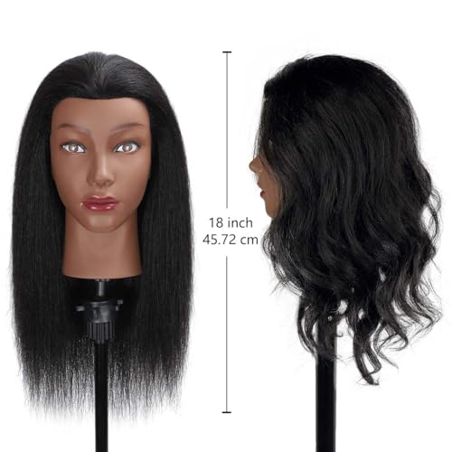 1834 mqhihi mannequin head human hair with tripod set 100 real hair cosmetology manikin doll head for hairdresser practice braiding with tripod set and tools