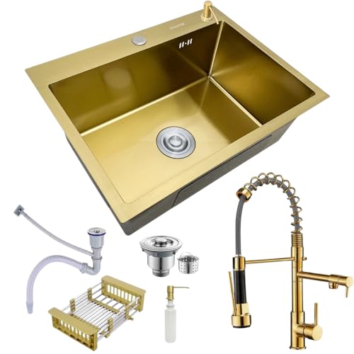 Cuba Gourmet Pia Dourada Inox 60x45 + Torneira monocomando