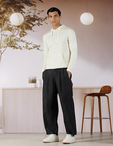 Image of Allen Solly Men's Classic Cotton Solid Hooded Sweatshirt with Kangaroo Pockets