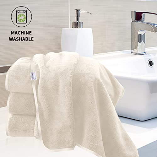 Cosy Family Microfiber 4 Pack Bath Towel Set, Lightweight And Quick Drying, Ultra Soft Highly Absorbent Towels For Bathroom, Gym, Hotel, Beach And Spa (Cream) #TOP3