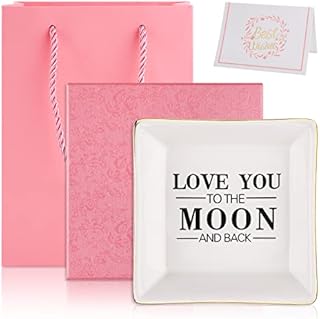 Jodsen Trinket Dish Ceramic Jewellery Dish Gift for Mum Friends Wife Aunt,Packaged Pink Box/Bag/Gift Cards,Christmas Birthday Mothers Day Special Day Gifts,10.5x10.5cm (Lover)