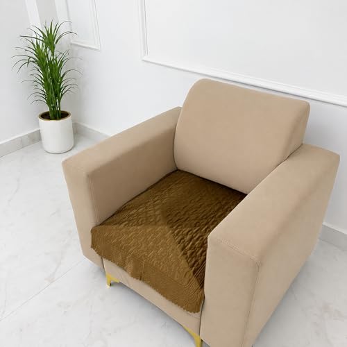 Image of Homerz Premium Petal Charm Sofa Cover | Embossed Floral Pattern | Soft Touch, Anti-Dust & Easy Wash Fabric Cloth, Washable and Durable (Mustard, 1 Seater, Only Seat Cover)