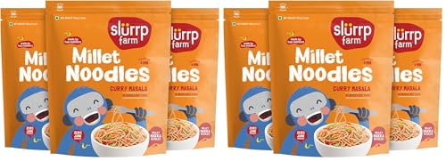 Image of Slurrp Farm No Maida Millet Noodles | Not Fried, No MSG | Curry Masala Flavour, Pack of 6 X 192g