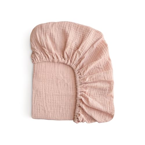 Image of mushie Extra Soft Muslin Fitted MINI Crib Sheet | 24"x 38" (Blush)