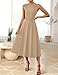 ZESICA Women Summer Sleeveless Midi Dresses 2026 Elegant Boat Neck A Line Tie Waist Spring Cocktail Party Dress Khaki Large